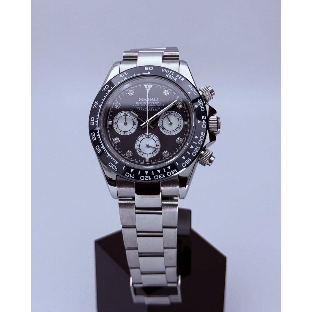 Custom Seiko Mod • Midnight Navy MOP Diamond Daytona • 39.5mm